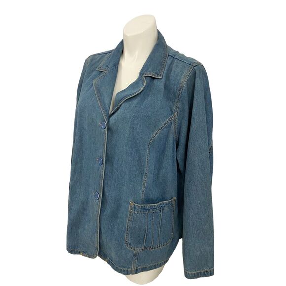 Denim & Co Blazer Womens 3x Blue Jacket Work Office Basic Festival Ranch America - Picture 8 of 16